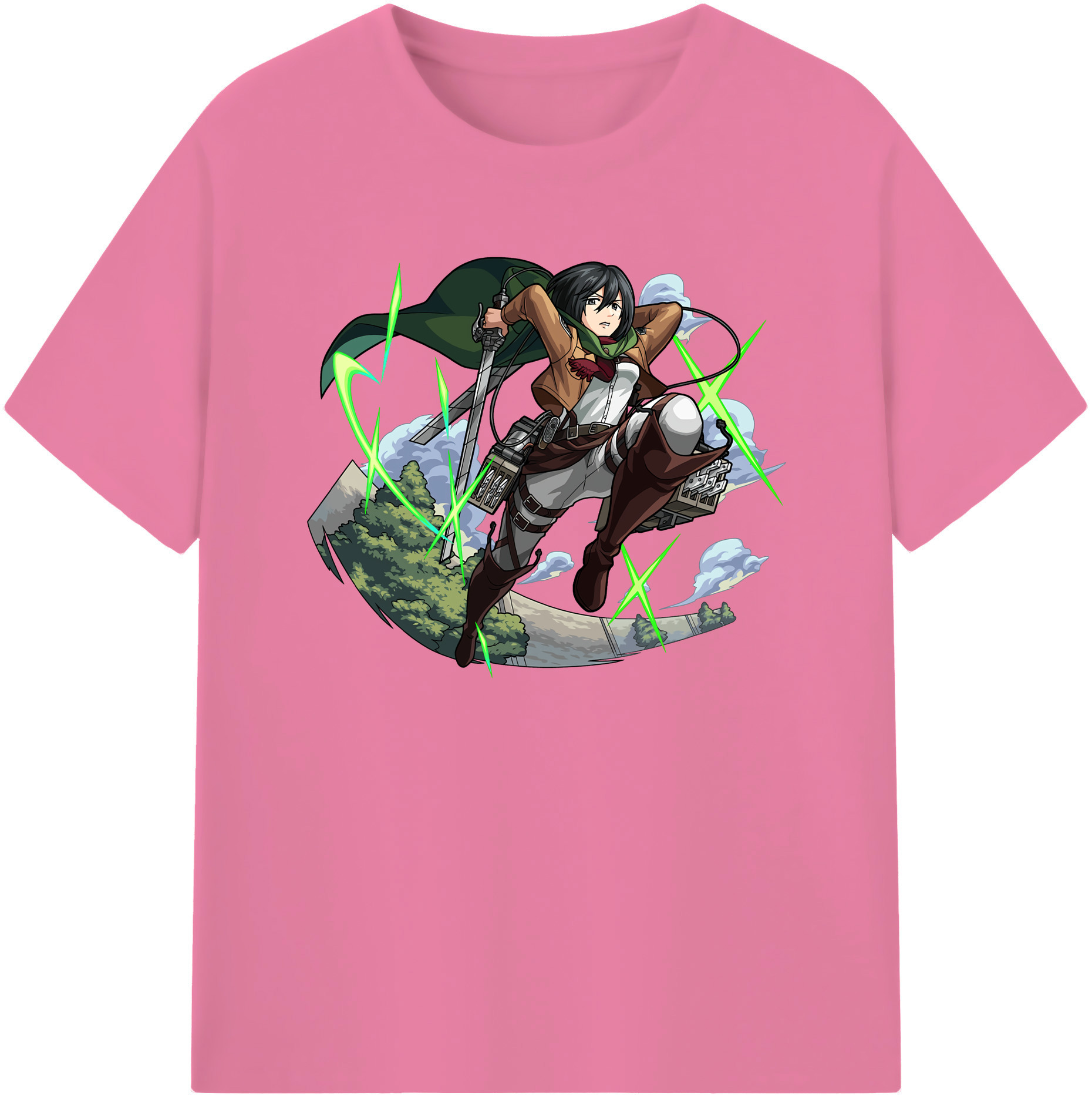 （画像用） 進撃の巨人 ミカサ·アッカーマン Attack on Titan Mikasa Ackerman 綿100％半袖Tシャツ（フロントプリント）